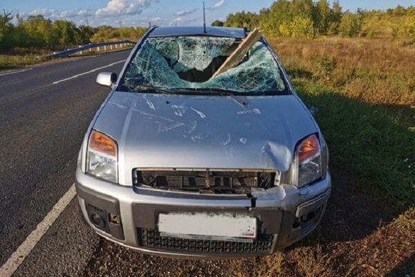 Доска пробила лобовое стекло "Форда", сорвавшись с другой машины на трассе в Самарской области | CityTraffic