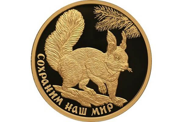 Банк России выпустил обращение золотые и сереб­ряные монеты с изобра­жением белок