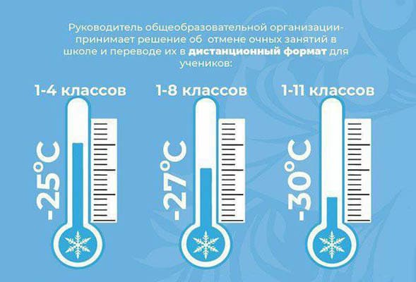 В министерстве образо­вания и науки Самарской области напомнили об отмене занятий при морозах